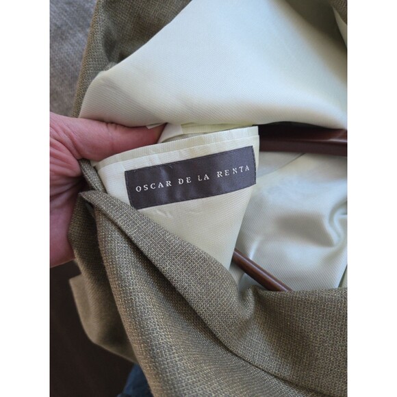 #45 VTG Oscar de la Renta Houndstooth Blazer 52% Silk 48% Wool | Brown Tan | 48R - Picture 7 of 7